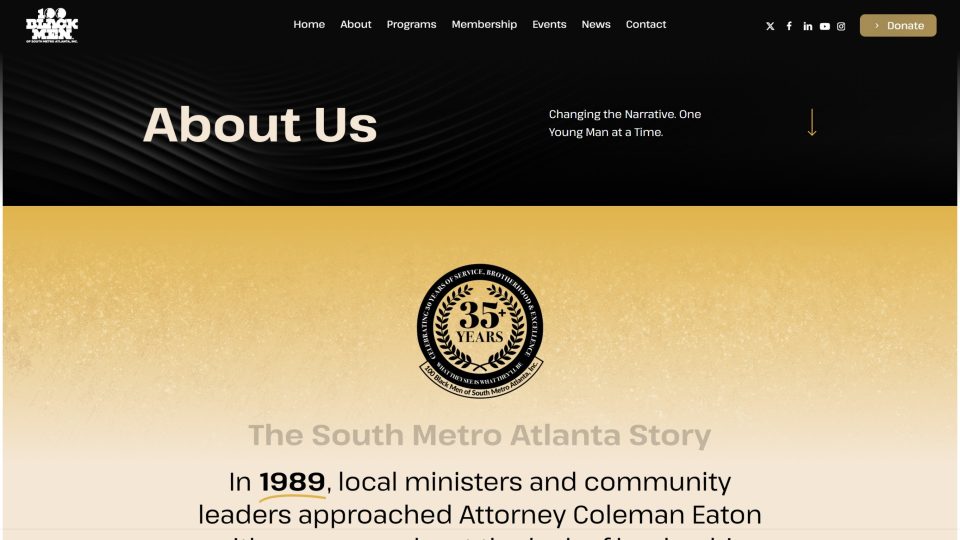 100 Black Men <span style="font-size: 0.5em; " class="linebreaker">of South Metro Atlanta, Inc.</span> — About