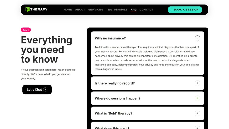 F Therapy — FAQs