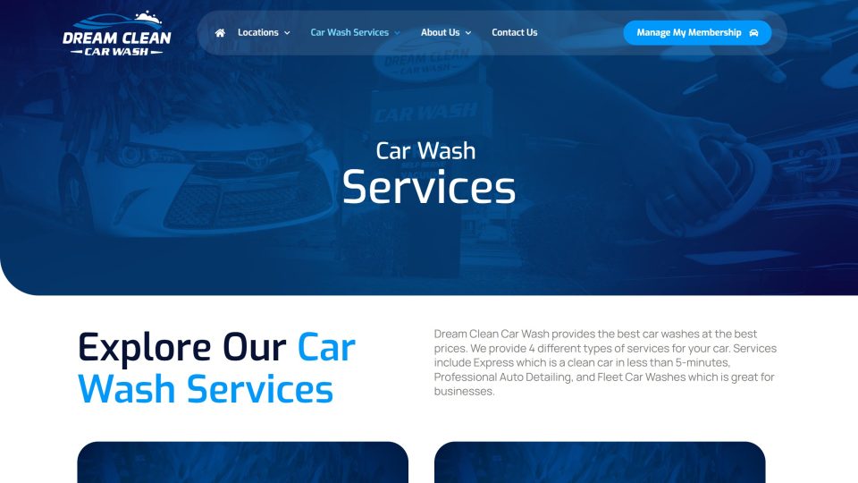 Dream Clean Car Wash — Services